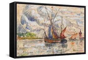 Fishing Boats in La Rochelle, C.1919-21 (Graphite, W/C and Opaque White)-Paul Signac-Framed Stretched Canvas