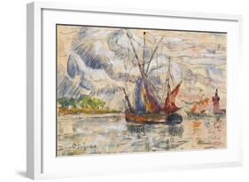 Fishing Boats in La Rochelle, C.1919-21 (Graphite, W/C and Opaque White)-Paul Signac-Framed Giclee Print