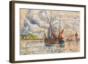 Fishing Boats in La Rochelle, C.1919-21 (Graphite, W/C and Opaque White)-Paul Signac-Framed Giclee Print