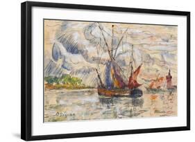 Fishing Boats in La Rochelle, C.1919-21 (Graphite, W/C and Opaque White)-Paul Signac-Framed Giclee Print