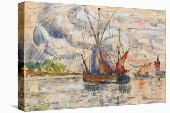Fishing Boats in La Rochelle, C.1919-21 (Graphite, W/C and Opaque White)-Paul Signac-Stretched Canvas