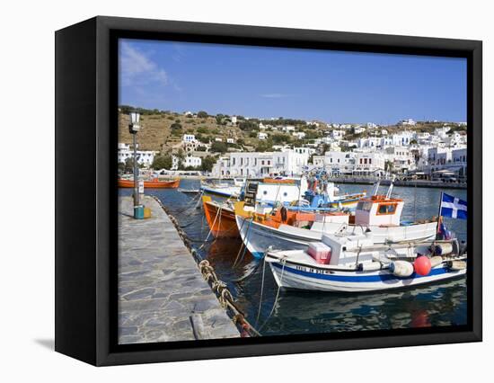 Fishing Boats in Mykonos Town, Island of Mykonos, Cyclades, Greek Islands, Greece, Europe-Richard Cummins-Framed Stretched Canvas