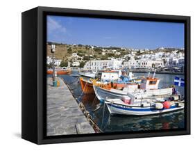 Fishing Boats in Mykonos Town, Island of Mykonos, Cyclades, Greek Islands, Greece, Europe-Richard Cummins-Framed Stretched Canvas