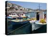 Fishing Boats in the Harbor at Skala on Patmos, Dodecanese Islands, Greek Islands, Greece, Europe-Ken Gillham-Stretched Canvas