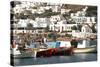 Fishing Boats in the Harbor of Chora, Mykonos, Greece-David Noyes-Stretched Canvas