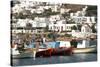 Fishing Boats in the Harbor of Chora, Mykonos, Greece-David Noyes-Stretched Canvas
