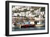 Fishing Boats in the Harbor of Chora, Mykonos, Greece-David Noyes-Framed Photographic Print