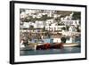 Fishing Boats in the Harbor of Chora, Mykonos, Greece-David Noyes-Framed Photographic Print