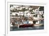 Fishing Boats in the Harbor of Chora, Mykonos, Greece-David Noyes-Framed Photographic Print