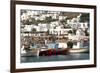 Fishing Boats in the Harbor of Chora, Mykonos, Greece-David Noyes-Framed Photographic Print