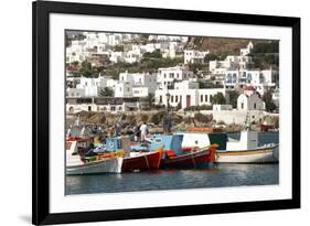 Fishing Boats in the Harbor of Chora, Mykonos, Greece-David Noyes-Framed Photographic Print