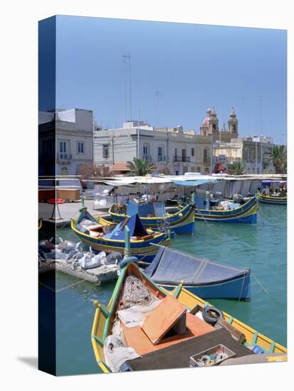 Fishing Boats in the Harbour, Marsaxlokk, Malta-Peter Thompson-Stretched Canvas