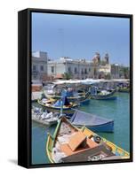 Fishing Boats in the Harbour, Marsaxlokk, Malta-Peter Thompson-Framed Stretched Canvas