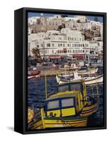 Fishing Boats in the Harbour, Naxos, Cyclades Islands, Greek Islands, Greece-Thouvenin Guy-Framed Stretched Canvas