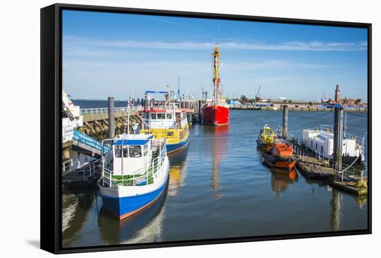 Fishing Boats in the Harbour of Cuxhaven, Lower Saxony, Germany, Europe-Michael Runkel-Framed Stretched Canvas