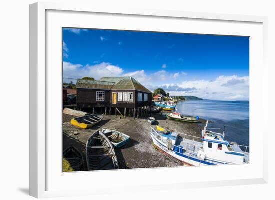 Fishing Boats in the Harbour of Dalcahue, Chiloe, Chile, South America-Michael Runkel-Framed Photographic Print