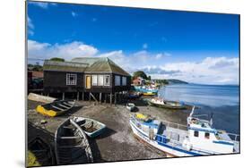 Fishing Boats in the Harbour of Dalcahue, Chiloe, Chile, South America-Michael Runkel-Mounted Photographic Print