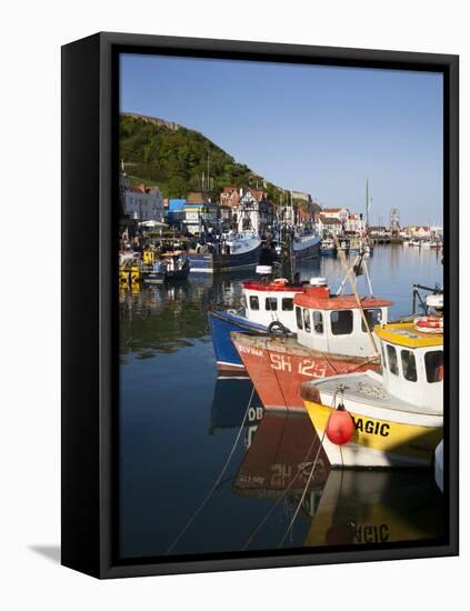 Fishing Boats in the Harbour, Scarborough, North Yorkshire, Yorkshire, England, UK, Europe-Mark Sunderland-Framed Stretched Canvas