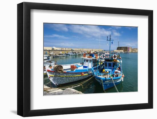 Fishing Boats in the Old Harbour of Heraklion, Crete, Greek Islands, Greece-Michael Runkel-Framed Photographic Print