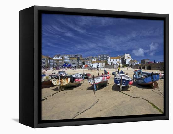 Fishing Boats in the Old Harbour, St. Ives, Cornwall, England, United Kingdom, Europe-Peter Barritt-Framed Stretched Canvas