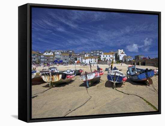 Fishing Boats in the Old Harbour, St. Ives, Cornwall, England, United Kingdom, Europe-Peter Barritt-Framed Stretched Canvas