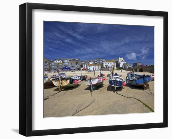 Fishing Boats in the Old Harbour, St. Ives, Cornwall, England, United Kingdom, Europe-Peter Barritt-Framed Premium Photographic Print