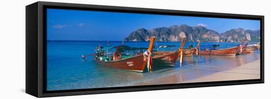 Fishing Boats in the Sea, Phi Phi Islands, Phuket Province, Thailand-null-Framed Stretched Canvas