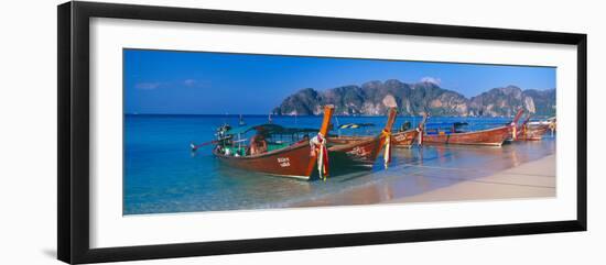 Fishing Boats in the Sea, Phi Phi Islands, Phuket Province, Thailand-null-Framed Photographic Print