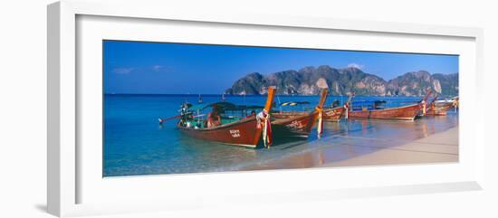 Fishing Boats in the Sea, Phi Phi Islands, Phuket Province, Thailand-null-Framed Photographic Print