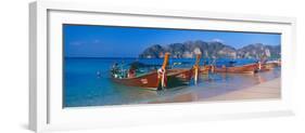 Fishing Boats in the Sea, Phi Phi Islands, Phuket Province, Thailand-null-Framed Photographic Print