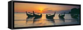 Fishing Boats in the Sea, Railay Beach, Krabi, Krabi Province, Thailand-null-Framed Stretched Canvas