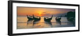 Fishing Boats in the Sea, Railay Beach, Krabi, Krabi Province, Thailand-null-Framed Photographic Print