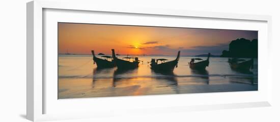 Fishing Boats in the Sea, Railay Beach, Krabi, Krabi Province, Thailand-null-Framed Photographic Print