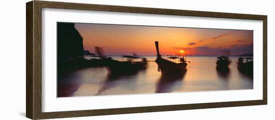 Fishing Boats in the Sea, Railay Beach, Krabi, Krabi Province, Thailand-null-Framed Photographic Print