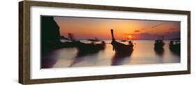 Fishing Boats in the Sea, Railay Beach, Krabi, Krabi Province, Thailand-null-Framed Photographic Print