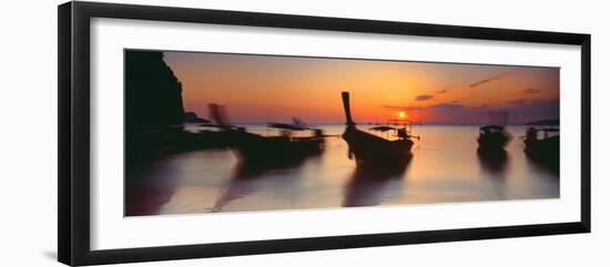 Fishing Boats in the Sea, Railay Beach, Krabi, Krabi Province, Thailand-null-Framed Photographic Print