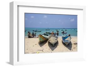 Fishing Boats in the Turquoise Waters of Qalansia on the West Coast of the Island of Socotra-Michael Runkel-Framed Photographic Print