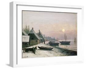 Fishing Boats in the Winter Sunlight-Anders Andersen-Lundby-Framed Giclee Print