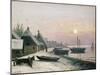 Fishing Boats in the Winter Sunlight-Anders Andersen-Lundby-Mounted Giclee Print