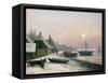 Fishing Boats in the Winter Sunlight-Anders Andersen-Lundby-Framed Stretched Canvas