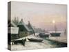 Fishing Boats in the Winter Sunlight-Anders Andersen-Lundby-Stretched Canvas