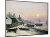 Fishing Boats in the Winter Sunlight-Anders Andersen-Lundby-Mounted Giclee Print