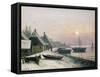 Fishing Boats in the Winter Sunlight-Anders Andersen-Lundby-Framed Stretched Canvas
