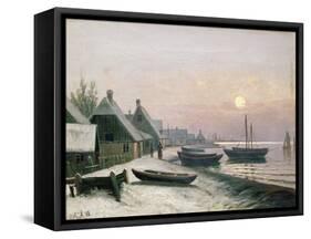 Fishing Boats in the Winter Sunlight-Anders Andersen-Lundby-Framed Stretched Canvas