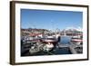 Fishing Boats in Tomvik Harbour, Kvaloya (Whale Island), Troms, Arctic Norway, Scandinavia, Europe-David Lomax-Framed Photographic Print