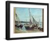 Fishing Boats in Trouville Channel. Painting by Camille Corot (1796-1875), 19Th Century. Oil on Can-Jean Baptiste Camille Corot-Framed Giclee Print