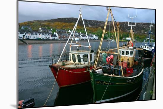 Fishing Boats in Ullapool Harbour at Night, Highland, Scotland-Peter Thompson-Mounted Photographic Print