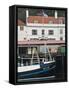 Fishing Boats in Whitby Harbour with Famous Magpie Cafe in Background, Yorkshire, England-John Woodworth-Framed Stretched Canvas