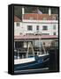 Fishing Boats in Whitby Harbour with Famous Magpie Cafe in Background, Yorkshire, England-John Woodworth-Framed Stretched Canvas
