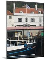 Fishing Boats in Whitby Harbour with Famous Magpie Cafe in Background, Yorkshire, England-John Woodworth-Mounted Photographic Print